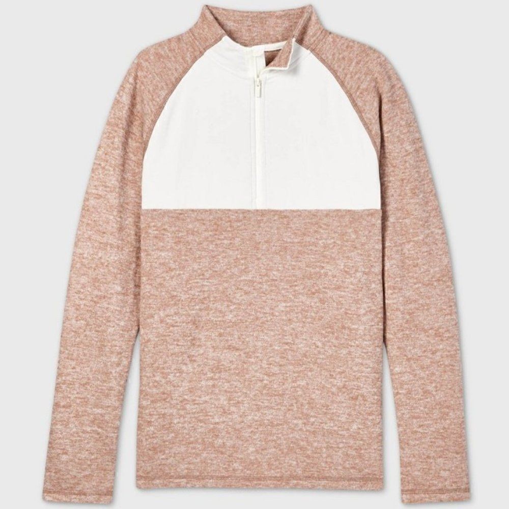 All in Motion Boys' Taupe 1/4 Zip Pullover Sweatershirt